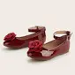 Girl's Flats Princess Shoes Party Flower Faux Leather Round Toe Flat Heel Shoes 
