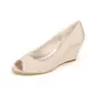 Women's Wedding Shoes Satin Wedge Heel Peep Toe Wedding Heels Bridesmaid Shoes Simple Wedding Shoes 