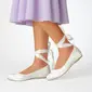 Vrouwen bruidsschoenen satijn platte hak ronde teen bruiloft flats bruidsmeisje schoenen ballerina's schattig eenvoudig vastrijgen ribbon tie huwelijk schoenen 