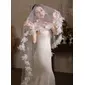 Floral Cut Edge Single Tier Bridal Chapel Length 79" Wedding Veils 