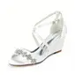 Women's Wedding Shoes Wedge Heel Open Toe Wedding Sandals Bridal Shoes Rhinestone Elegant Wedding Evening Cocktail Shoes 