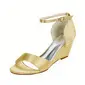 Women's Wedding Shoes Satin Wedge Heel Open Toe Wedding Sandals Bridesmaid Shoes Simple Wedding Evening Cocktail Shoes 